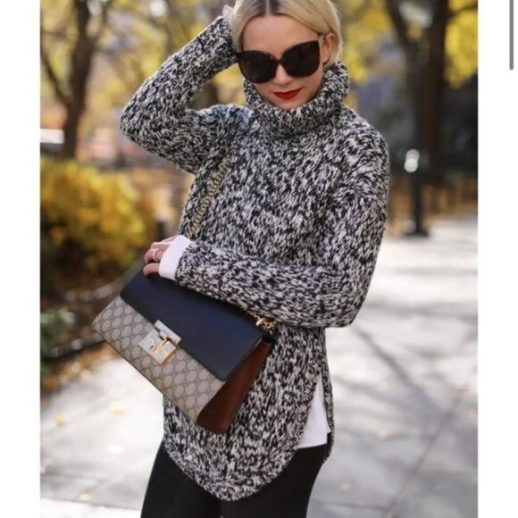 Nordstrom Treasure & Bond Turtleneck Sweater Tunic in Black Combo - Picture 7 of 13